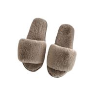 Slides - Pantofole da donna con punta aperta, in peluche, calde, in finta pelliccia, morbide e piatte, comode, colore: rosa e viola, cachi, 39 EU