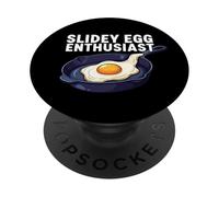 Slidey Egg Enthusiast Cast Iron Skillet Seasoning Cooking PopSockets PopGrip Adesivo