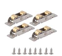 Sliding Patio Door Rollers Replacement | 88 Type Bearing for Smooth & Secure Function | 4 Set Assembly for Home/Office/Window Systems | Stainless Steel & Copper, 152g (Double Copper Flat Wheel)