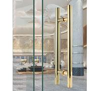 Sliding Push Pull Door Master Bath Hardware,Round Double-Side Stainless Steel Glass Door Handle/H-Shaped Wood Gate Grab Bar(Gold,Length 100cm(39.5inch))