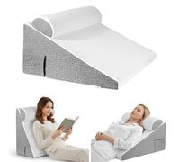 SLIGUY Bed Wedge Triangle Pillow, Folding Foam Triangle Pillow for Sleeping, Reading,Watching TV, Adjust back support pillow on bed,cushion sitting up with Neck pillow