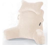 SLIGUY Cuscino da Lettura,con Cuscino Cervicale Rimovibile e Braccio di Sostegno più Alto per Sedersi a Letto, Divano o Pavimento, Cuscino per la Schiena per Adulti per Lettura, Beige