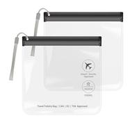 SLIJAR 2 pezzi Buste da Viaggio Trasparenti Richiudibili con cordino, Sacchetti per Liquidi Aereo 20x20 cm, Trousse Trasparente da Viaggio Aereo, Beauty Case Porta Liquidi TSA per Uomo e Donna