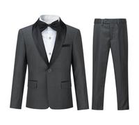 Sliktaa - Abito da ragazzo, due pezzi, scialle, revers, un bottone, abito da banchetto nuziale, gentiluomo elegante e confortevole, grigio, 14 anni