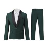 Sliktaa Costume da ragazzo due pezzi sciarpa risvolto abito da banchetto da matrimonio elegante e confortevole, verde, 10 anni