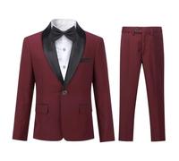Sliktaa ragazzi Costume Due pezzi Scialle Risvolto Un Pulsante Abito da Banchetto di Nozze Gentleman elegante e Confortevole, rosso, 16 anni