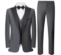 Sliktaa, smoking da uomo per banchetti, gentleman, con un bottone, costume a tre pezzi, grigio., XS