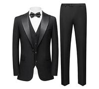 Sliktaa Uomini banchetto d'affari Gentleman Costume con un bottone Smoking Costume a tre pezzi (Giacca + Pantaloni + Gilet), grigio