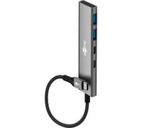 goobay Hub USB-C a 4 porte 3.2 adattatore con 5 Gbit/s, 2 porte C e 2 porte A, design sottile in alluminio per MacBook, Windows, laptop, tablet e smartphone - 76563