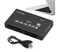 Slim Card Reader - 6-in-1 Adapter for Laptop | ABS Black Material, Multicard Device, Quick File Transfer, Photography Camera Phone Accessory, Compact Portable Design