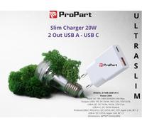 Slim Carica Batterie 20W 2 Out USB A - USB C - PP738201A1C