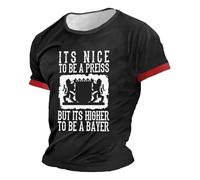 Slim Fit, maglietta da uomo, casual, comoda, alla moda, sportiva, con scollo rotondo, maniche corte, da uomo, con stampa europea dei soldati tedesca, Nero , L