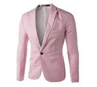 Slim Fit Uomo Casual One Button Elegante Vestito di Affari Cappotto Giacca Blazers Rosa M