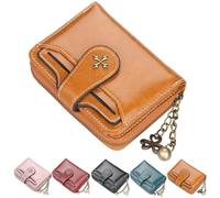 Slim Leather Zip Wallet, Small Bifold Pouch, Vintage Coin Card Holder, Cross Buckle Heart Chain, Compact Pocket Wallet