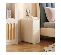 Slim Narrow Divano Side Table Minimalist 2 Drawer Nightstand Microfiber Leather & Wood Bedside Table for Small Spaces Beige 25 cm Bedroom Furniture