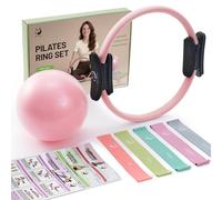 Slim Panda Set di anelli da pilates da 35,5 cm, con manici imbottiti, include palla da pilates, fasce di resistenza, guida e borsa per il trasporto