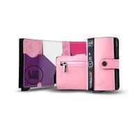 SLim Portafoglio Personalizzabile Porta Carte di Credito Schermato Portacarte Anticlonazione Uomo Donna Personalizzabile (Rosa Multicolor con Zip)