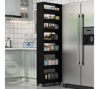 Slim Rolling Se Rack on Wheels - 7 livelli double face Kitchen nizer, 15 cm profondo stretto carrello per Smals, mobile Sto accanto a Frid - nero (taglia S)