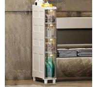Slim Shower nizer Cabinet 3/4/5Tier Bathroom Storage Armadietto da pavimento a filo con ganci in plastica e ruote per un efficiente risparmio di spazio