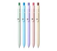 Slim Signature Retractable Pens - 5 Piece Smooth Writing Gel, Ink Stationery Collection with Soft Touch Grip, Elegant Note Taking Supplies | for Students Teachers Office Classroom Journaling Activitie