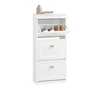 Slim Space-Saving Shoe Rack, 3 Folding Doors, Wardrobe Shoe Rack Modern for Entrance, Hallway or Bedroom 53 x 24 x 117 cm, White