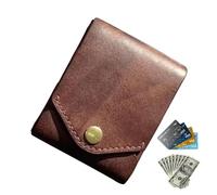 Slim Wallet Men, Handmade Vintage PU Leather Short Card Holder, Compact Bifold Money Clip Wallet, Minimalist Purse for Male, Stylish Bag Cards and Cash, Lightweight
