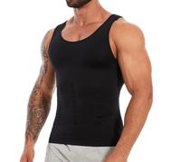 SLIMBELLE Body Shaper - Maglietta intima elastica da uomo, a compressione, modellante la pancia, da uomo, Nero , XXXL
