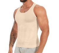 SLIMBELLE Body Shaper - Maglietta intima elastica da uomo, a compressione, modellante la pancia, da uomo, beige., XL