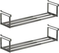 Slimdescent Cabinet Telescopic Shelf, Adjustable Shoe Rack Organizer - Double Your Limited Space, Durable Carbon Steel, Quick Setup, Versatile Storage for Kitchen, Closet (Black*2pcs,40-75cm)