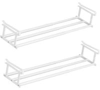 Slimdescent Cabinet Telescopic Shelf, Adjustable Shoe Rack Organizer - Double Your Limited Space, Durable Carbon Steel, Quick Setup, Versatile Storage for Kitchen, Closet (White*2pcs,40-75cm)