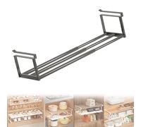 Slimdescent Cabinet Telescopic Shelf, Expandable Adjustable Shoe Rack & Under Cabinet Shelf with Durable Carbon Steel for Kitchen, Closet, Bathroom (black,19.9-35.8in)
