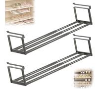 Slimdescent Cabinet Telescopic Shelf Shoes, Expandable Shoe Rack Organizer, Multifunctional Hanging Retractable, Adjustable Shoe Rack & Under Cabinet Shelf for Shoes or Clothing Storage (Black*2)