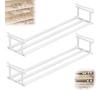 Slimdescent Cabinet Telescopic Shelf Shoes, Expandable Shoe Rack Organizer, Multifunctional Hanging Retractable, Adjustable Shoe Rack & Under Cabinet Shelf for Shoes or Clothing Storage (White*2)