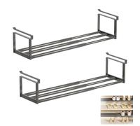 Slimdescent Cabinet Telescopic Shelf Shoes, Slimdescent Expandable Shoe Rack - Adjustable Shoe Rack & Under Cabinet Shelf, Expandable Shoes Cabinets Non-Slip, No Punch (Black,2Pcs)