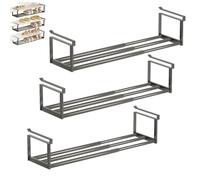 Slimdescent Cabinet Telescopic Shelf, Slimdescent Expandable Shoe Rack Organizer, No Punch, Multifunctional Telescopic Shelfs Cabinets for Storing Shoes (Black,3pcs)