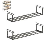 Slimdescent Cabinet Telescopic Shelf, Slimdescent Expandable Shoe Rack Organizer, No Punch, Multifunctional Telescopic Shelfs Cabinets for Storing Shoes (Black,2pcs)