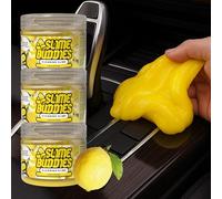 Slime Buddies Gel detergente, Ideale per Interni Auto, portabicchieri, tastiere e Altro Ancora, Riutilizzabile, Confezione da 3, Limone, Mela, Fragola