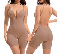 Slimers Backless Shapewear Controllo della pancia: Body modellante con scollo profondo a schiena bassa - Reggiseno snellente integrato modellante per tutto il corpo donna, Rosa pelle, X-Large