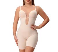 Slimers Body Modellante Senza Spalline, Schiena Bassa, Modellante per Il Corpo da Donna, Reggiseno Snellente Integrato con Scollo Profondo, Beige, Small