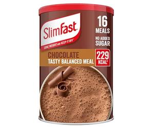 SlimFast Frullato sostitutivo del pasto per dimagrire e dieta equilibrata, vitamine e minerali, basso contenuto calorico, alto contenuto proteico, gusto cioccolato, 16 porzioni, 600 g, la confezione p