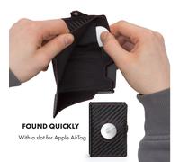 ZNAP Airtag Wallet in pelle premium | Porta carte di credito uomo | Portafoglio uomo | Blocco RFID & Slim Wallet, Fumo/Nero, 12, Minimalista