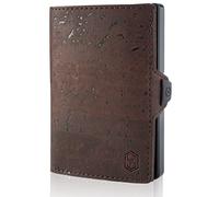 slimpuro ZNAP Porta carte di credito con scomparto per monete - Protezione RFID - Versione a 8 o 12 carte - Portafoglio sottile (Sughero Marrone, 8 Carte)
