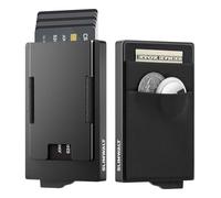 Slimwalt Porta Carte di Credito Uomo per 18 Carte, Portafoglio Uomo Slim con Protezione RFID, Pop-up Porta Tessere Uomo con Monete, Portacarte di Credito da Uomo con Smart CardSlot, Relago Uomo -Nero