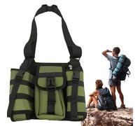 Sling Backpack Multi Pocket, Workout Water Bottle Pouch, Bottle Carrier Bag Adjustable, Hiking Shoulder Bag with Carabiners, 24x5.5x27.3 cm, / 9.45x2.17x10.75in, Portable Water Bottle Carrier for Men
