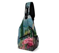 Sling Bag Casual Zaini A Tracolla Per Viaggi, Escursionismo, Running Oleander Flowers Villa Monastero Lake Antifurto Zaino Monospalla