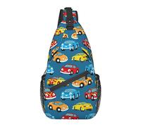 Sling Bag Childish Car Blue Transport Hiking Daypack Crossbody Shoulder Backpack Travel Chest Pack for Men Women