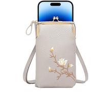 Sling Bag For Women - PU Leather Embroidered Shoulder Bag | Stylish Small Wallet cr0ss b0dy | Lightweight Sliing Purse With Strap Gym, Summer Travel, Teen Girls, Hiking, Running, e Carrying, grigio