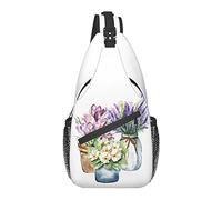 Sling Bag Lavender Spring Flower Pot Rustic Hiking Daypack Crossbody Shoulder Backpack Travel Chest Pack for Men Women