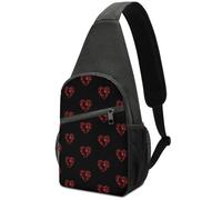Sling Bag Poliestere Zaino Da Giorno Per Escursionismo, Campeggio, Running Heart With Dog Paw Prints Print All'Aperto Zaini A Tracolla