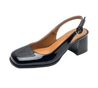 Slingback da Donna Décolleté Mary Jane Fibbia Tacchi Larghi grossi Punta Quadrata Ufficio Scarpe Eleganti Giornaliere per Le Donne Nero 38 EU